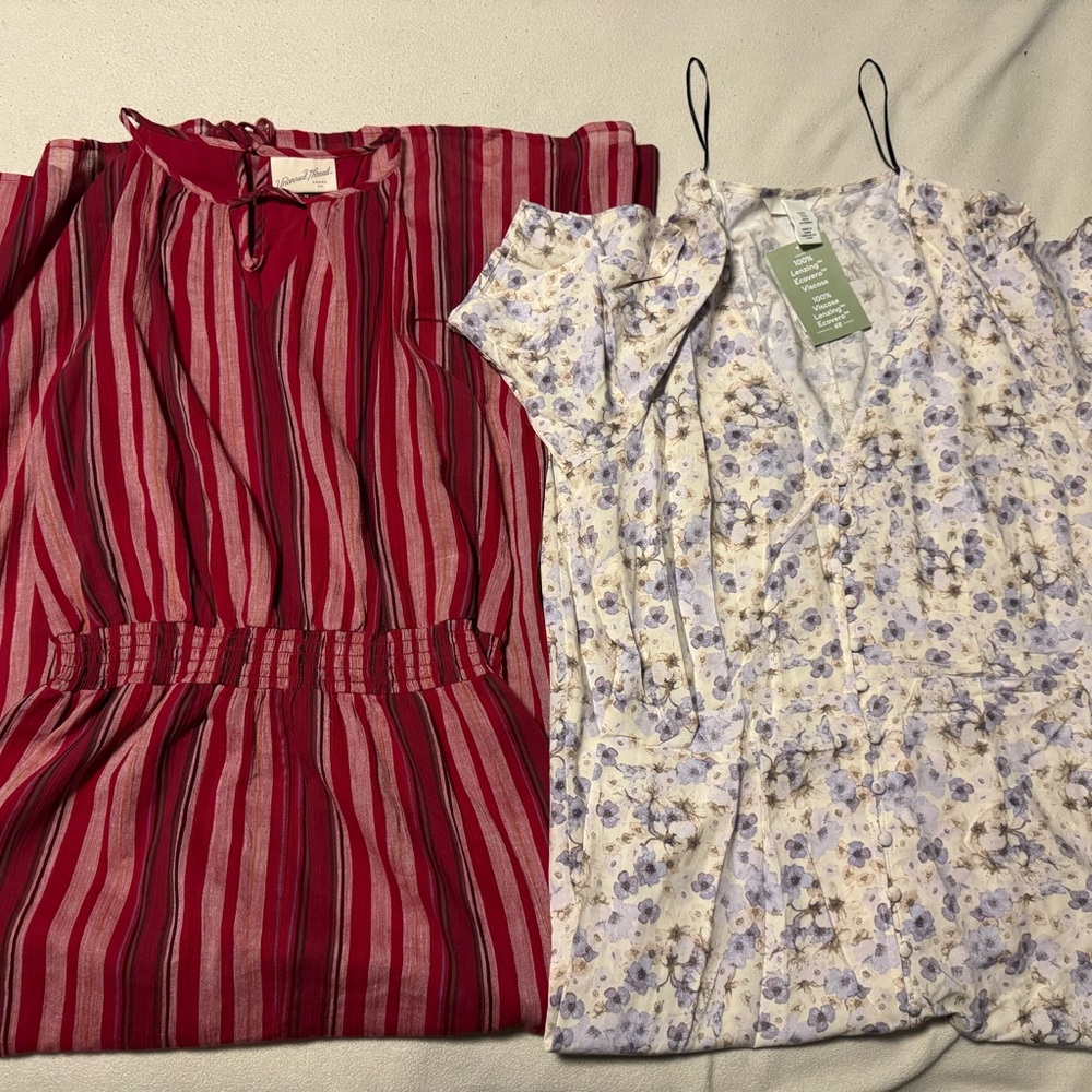 Red Striped Dress and Floral Dress Set
